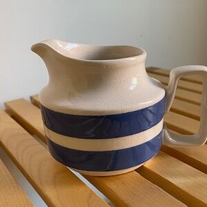 Staffordshire blue and white striped jug